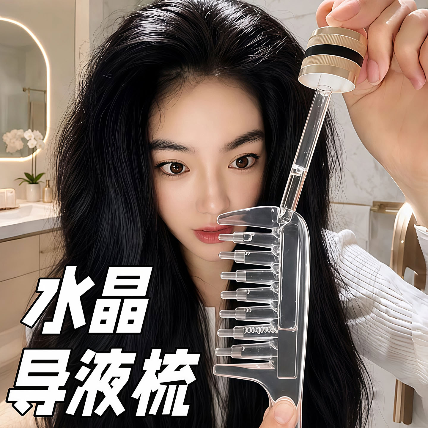 水晶导液按摩梳头皮上液生发