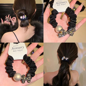 韩国轻奢高级感大牌闪钻蝴蝶结发圈高弹力加粗品牌发绳扎头发皮筋