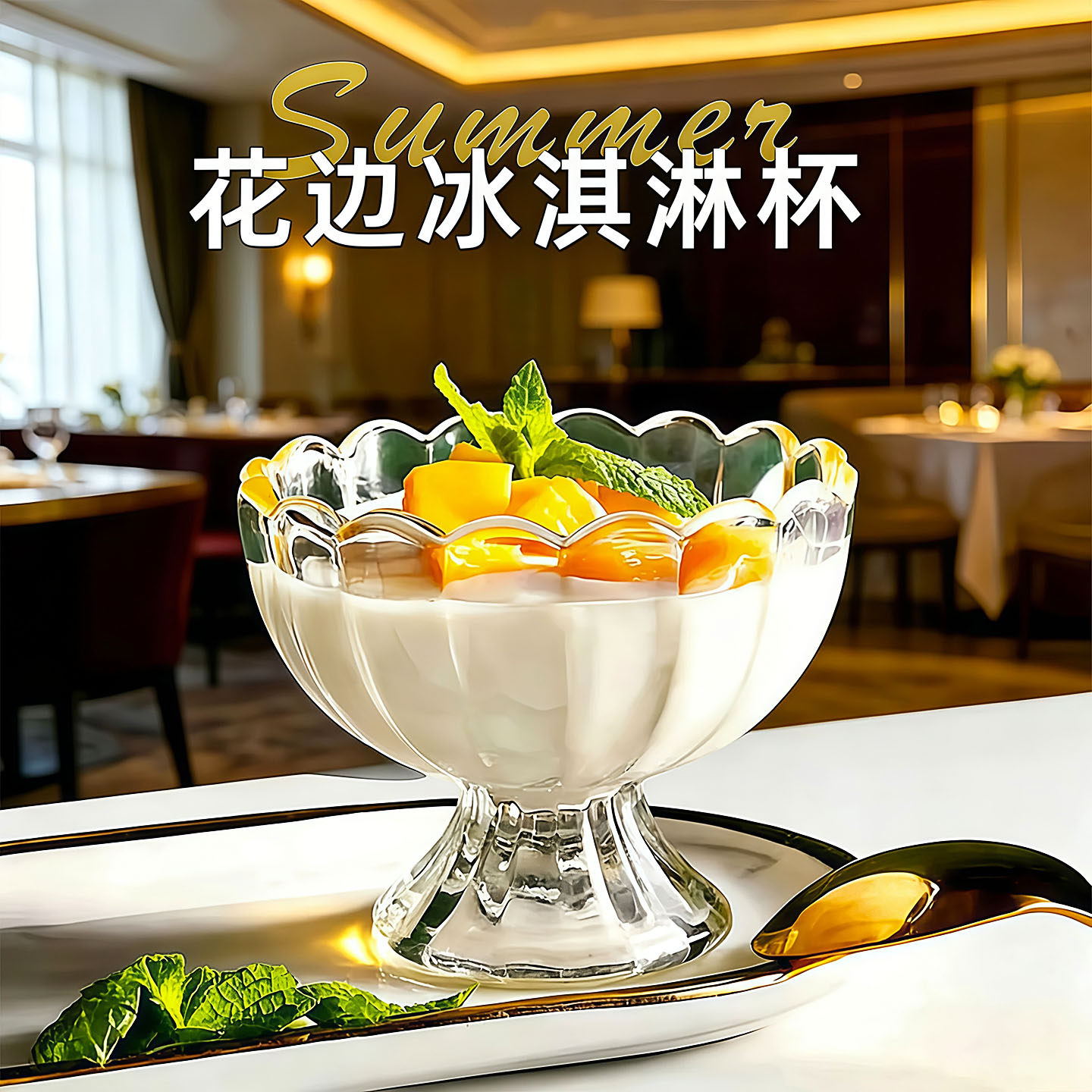 网红高颜值无铅玻璃冰淇淋杯