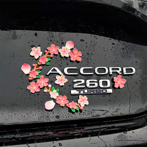 汽车电动车九号仿真桃花装饰贴