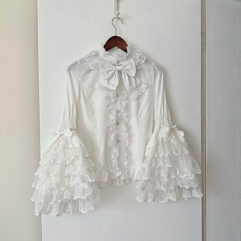 Lolita洋装甜美可爱蕾丝dolllolita姬袖衬衫长袖jsk内搭衬衫上衣