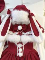 【 Snow Top Strawberry Rabbit 】 Original Lolita Autumn and Winter plush Lolita Rabbit Ear Cape Princess Dress from Berry Story thumbnail 8