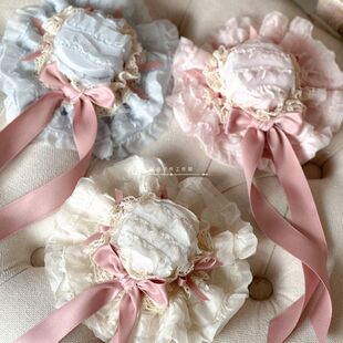 原创手作 多色 里雾诗之春Lolita小礼帽发夹洋气蕾丝边发夹洛丽塔