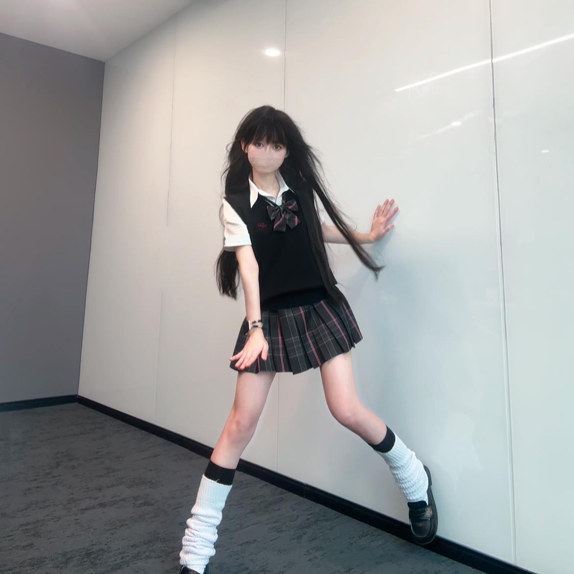 风吹麦香jk制服格裙背心