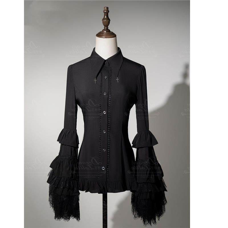 现货 *哥特风原创Lolita超大蕾丝姬袖内搭长袖新款女洛丽塔裙衬衫