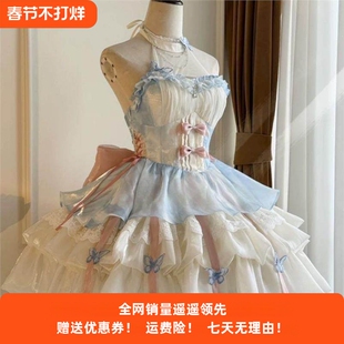 桔梗house爱神之约原创lolita公主风特纯欲挂脖吊带洛丽塔蓬蓬裙