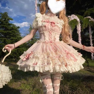 小芙蝶lolita芭蕾风洛丽塔裙连衣裙jsk女吊带蓝绿紫色花边公主裙