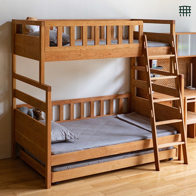 无即所有全实木儿童床男孩女孩上下铺护栏书桌一体高低子母双层床