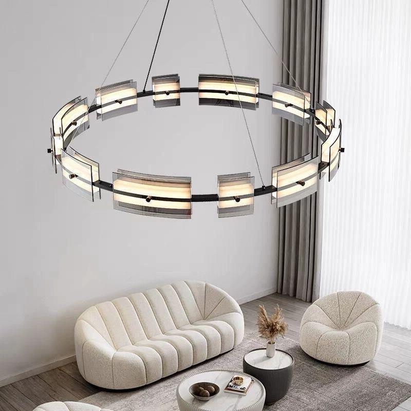 北欧风格轻奢极简客厅现代简约设计师环形高端玻璃卧室餐厅吊灯