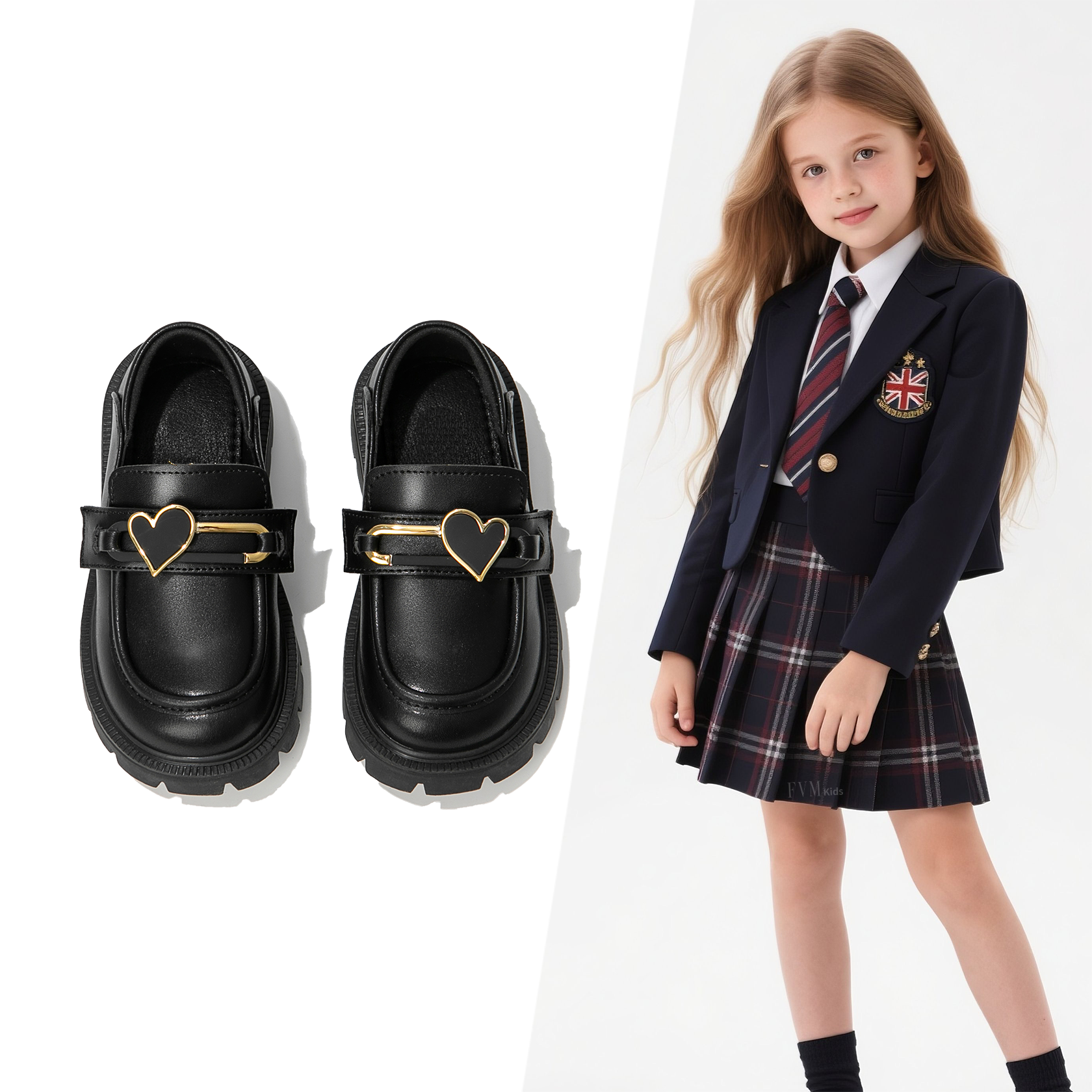 女童鞋子儿童公主小皮鞋春秋季新款女包乐福鞋学院英伦风配礼服