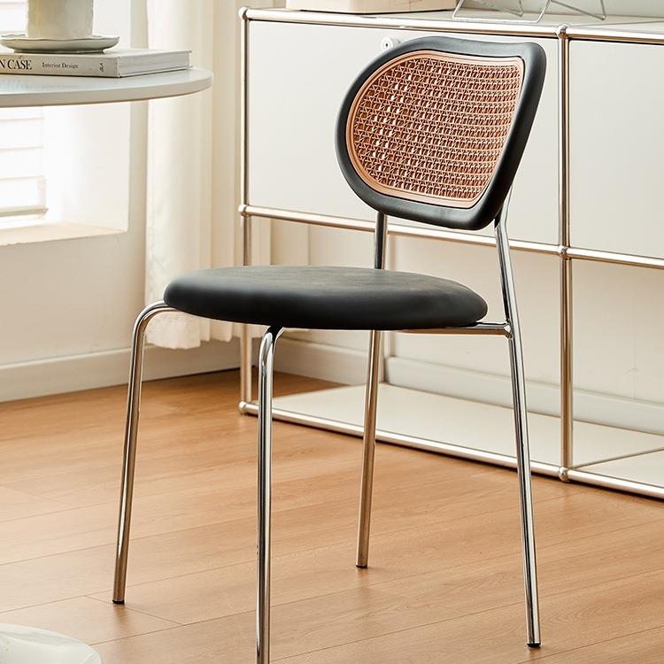 塑料编藤餐椅家用可叠摞靠背椅铁艺藤编椅咖啡厅商用休闲rωrω