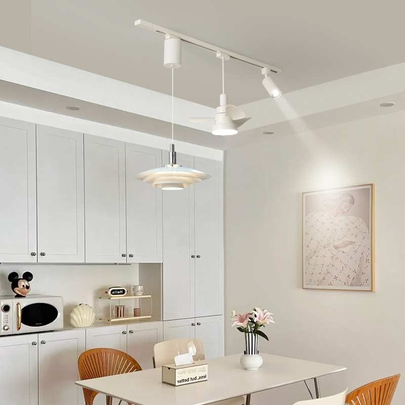 新款简约现代自由升降餐厅吊灯设计师ph5吧台岛台移位飞碟吊扇灯