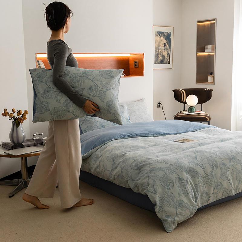 法式复古风丨60S纯棉色织三层空气提花四件套全棉被套水洗棉床单4