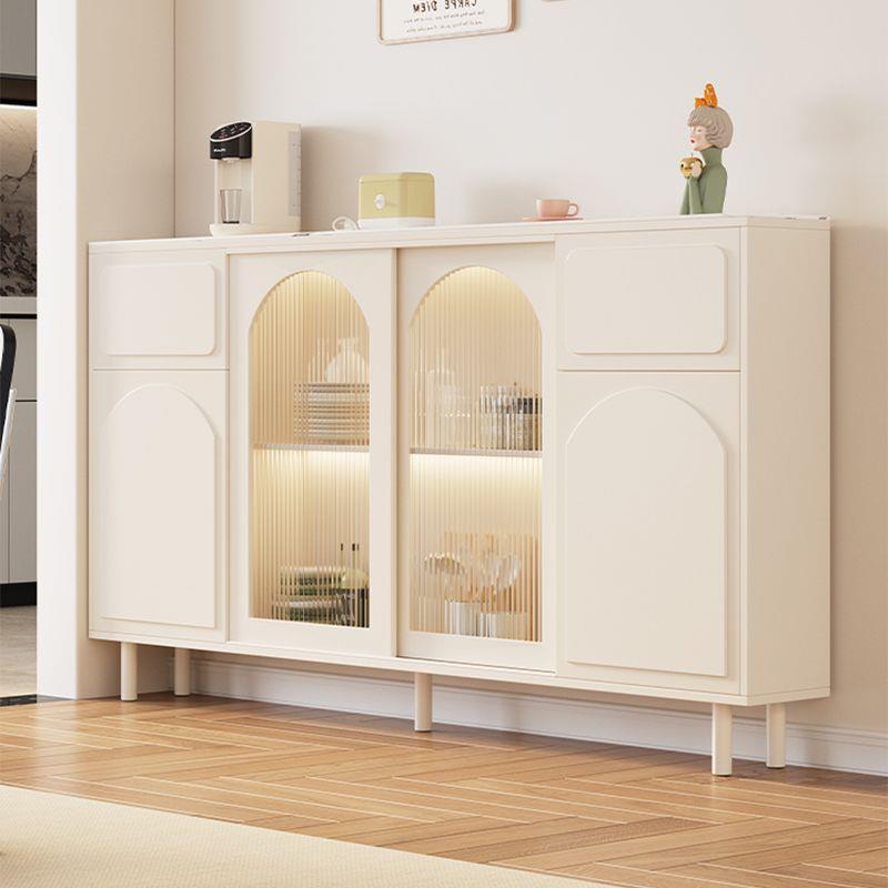 奶油风餐边柜实木斗柜现代简约客厅靠墙一体柜子储物柜收纳茶水柜