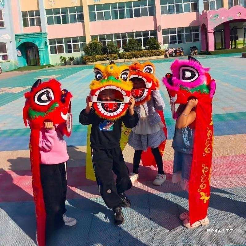 塑料儿童舞狮子道具套装 舞狮头鼓-岁幼儿园表演小狮头玩