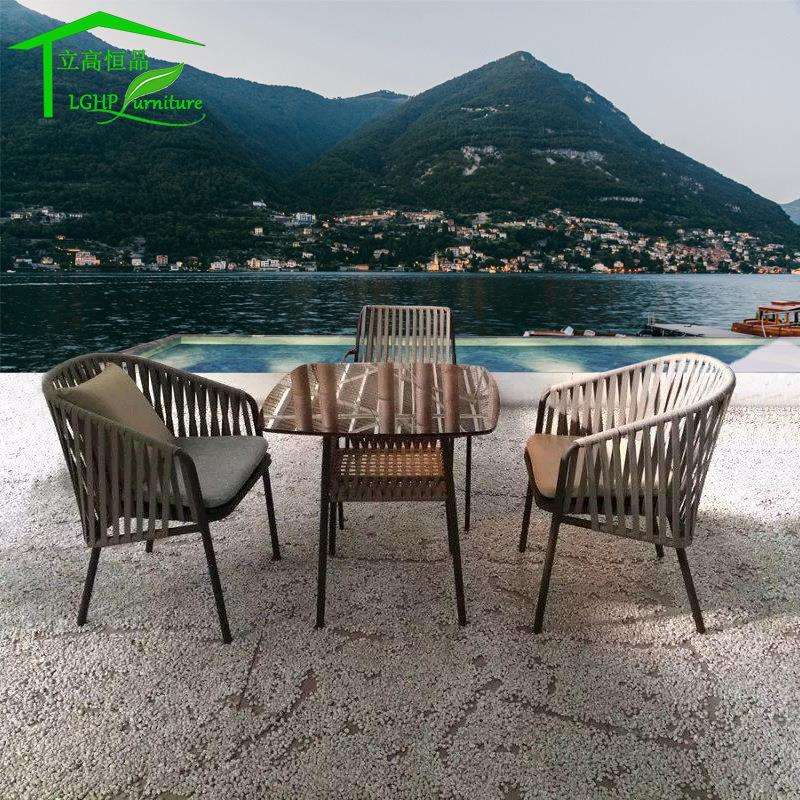 户外藤编桌椅三件套创意时尚设计师专用款家具咖啡厅桌椅户外家具