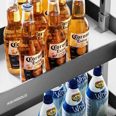 悍高希勒高伸高柜拉篮厨房调味篮碗篮橱柜阻尼拉篮柜门 大容量