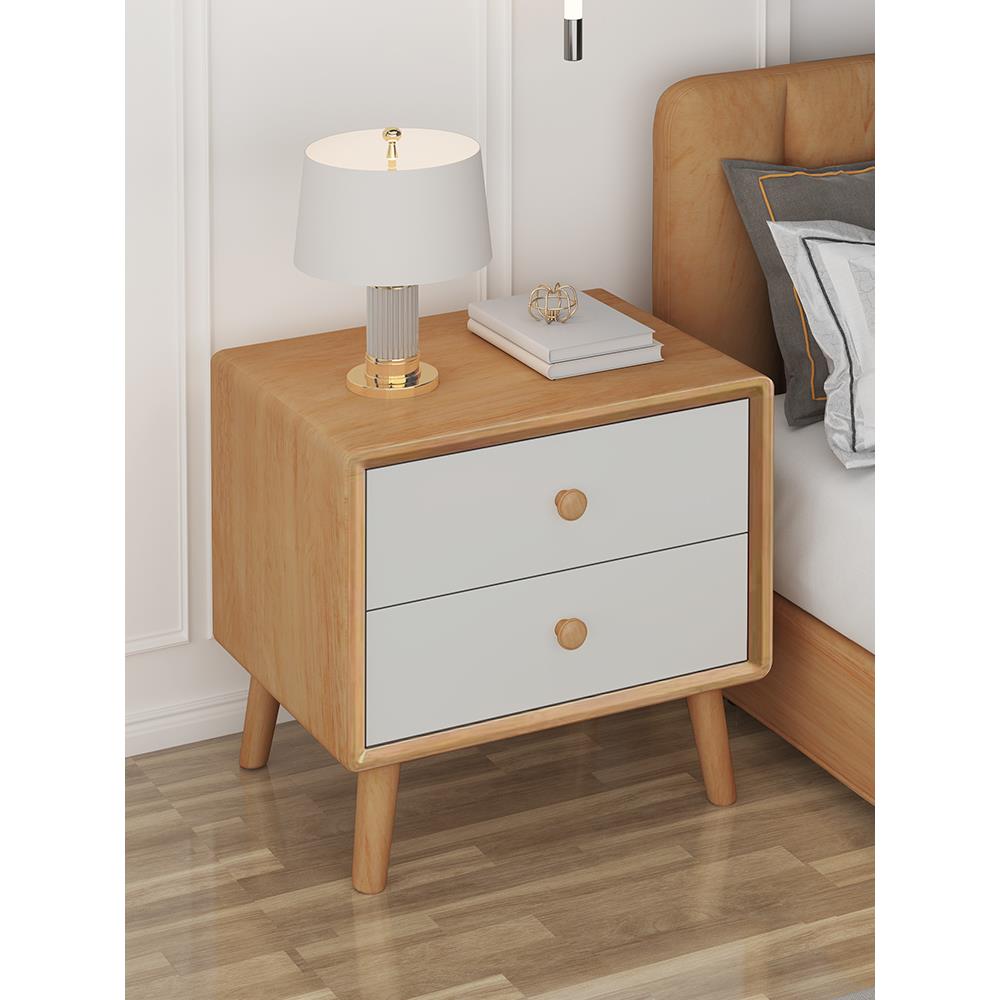 纯实木床头柜小型卧室原木现代简约迷你极窄边柜30公分宽网红创意