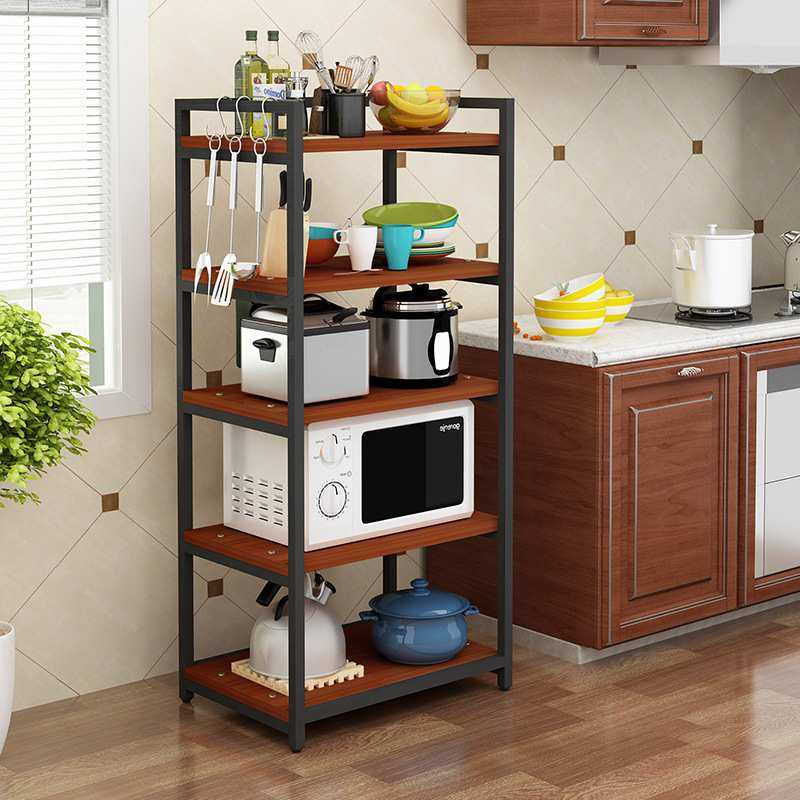 简约现代风格置物落地多层烤箱锅碗架调味料摆放架子厨房收纳架
