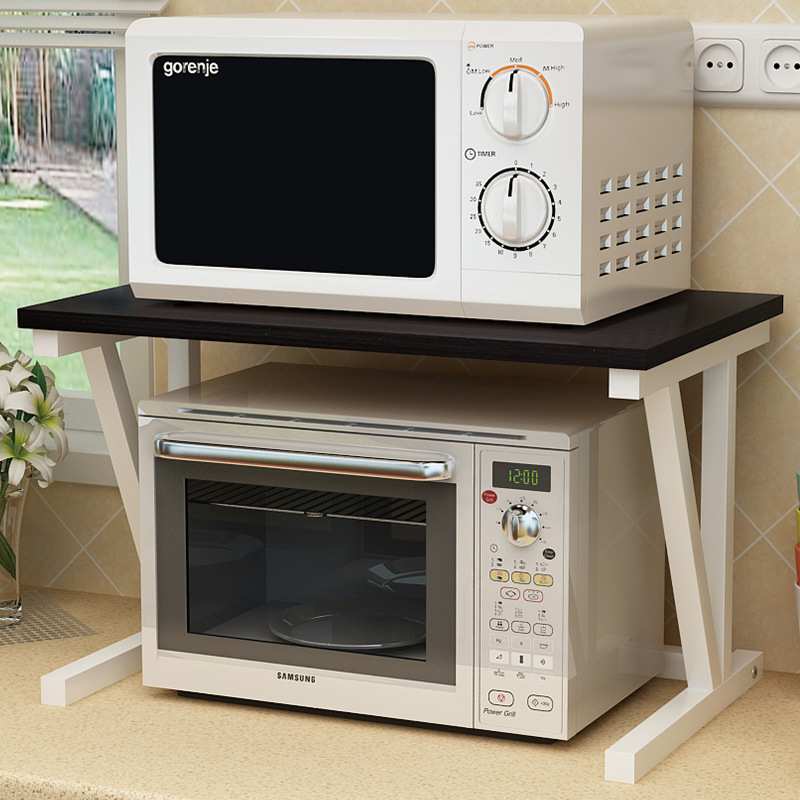 微波炉架双层家用厨房置物架子2层收纳架不锈钢多层烤箱落地架子