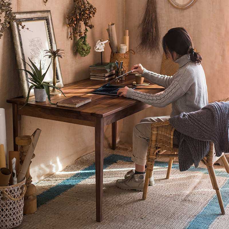 北欧实木餐桌 小户型家用客厅长方形吃饭桌子简约餐厅白蜡木餐桌