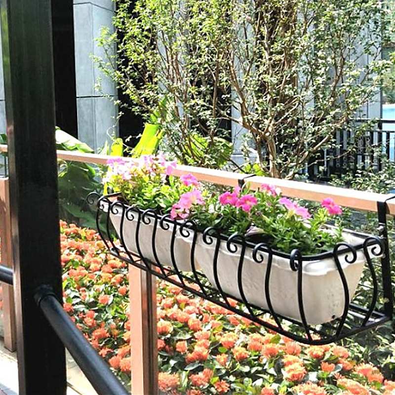 ?欧式栏杆花架护栏挂篮花架铁艺阳台多肉挂式植物架室外墙壁花