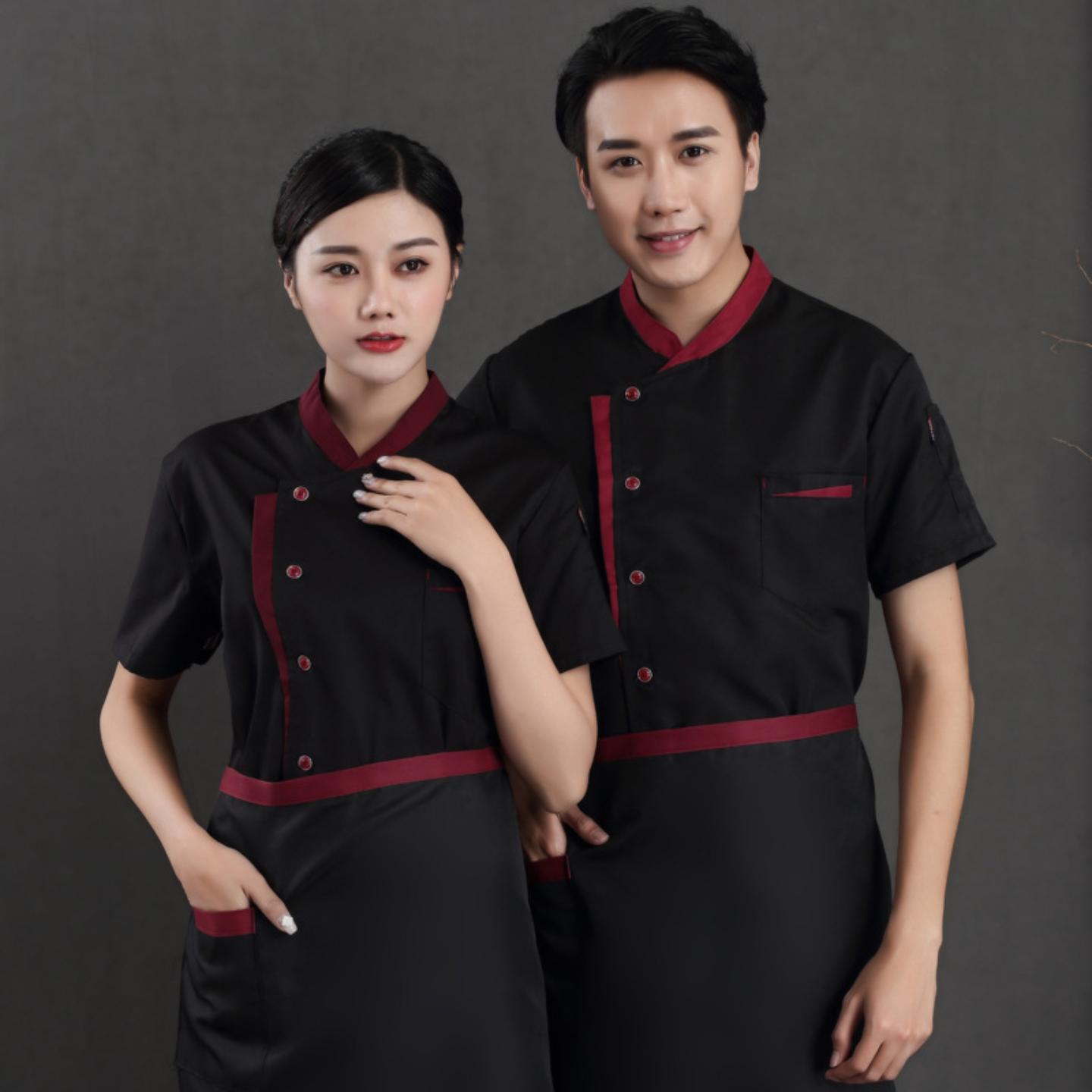 厨师工作服男短袖夏季薄款加肥