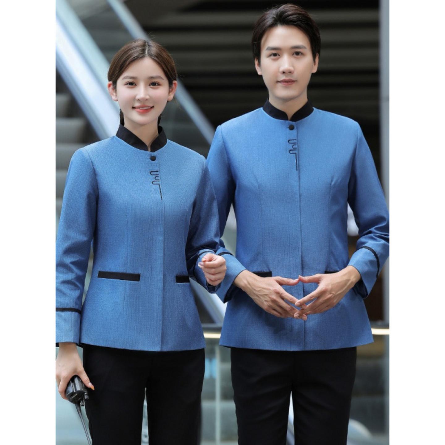 吸湿排汗立领保洁工作服男女款