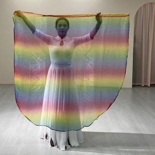 新款旗舞蹈道具教堂表演服饰崇拜旗140×140赞美旗帜七彩虹伸缩棍