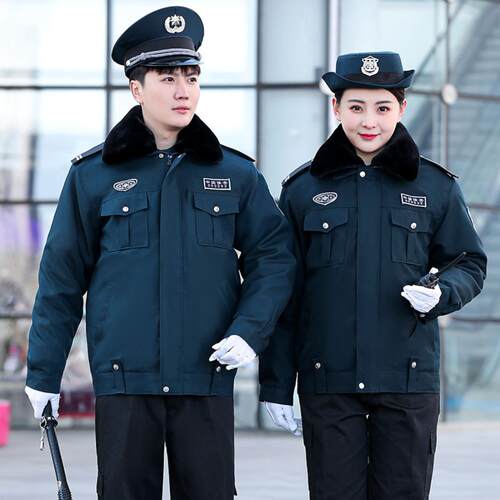 保安服冬装棉大衣安保物业工作服