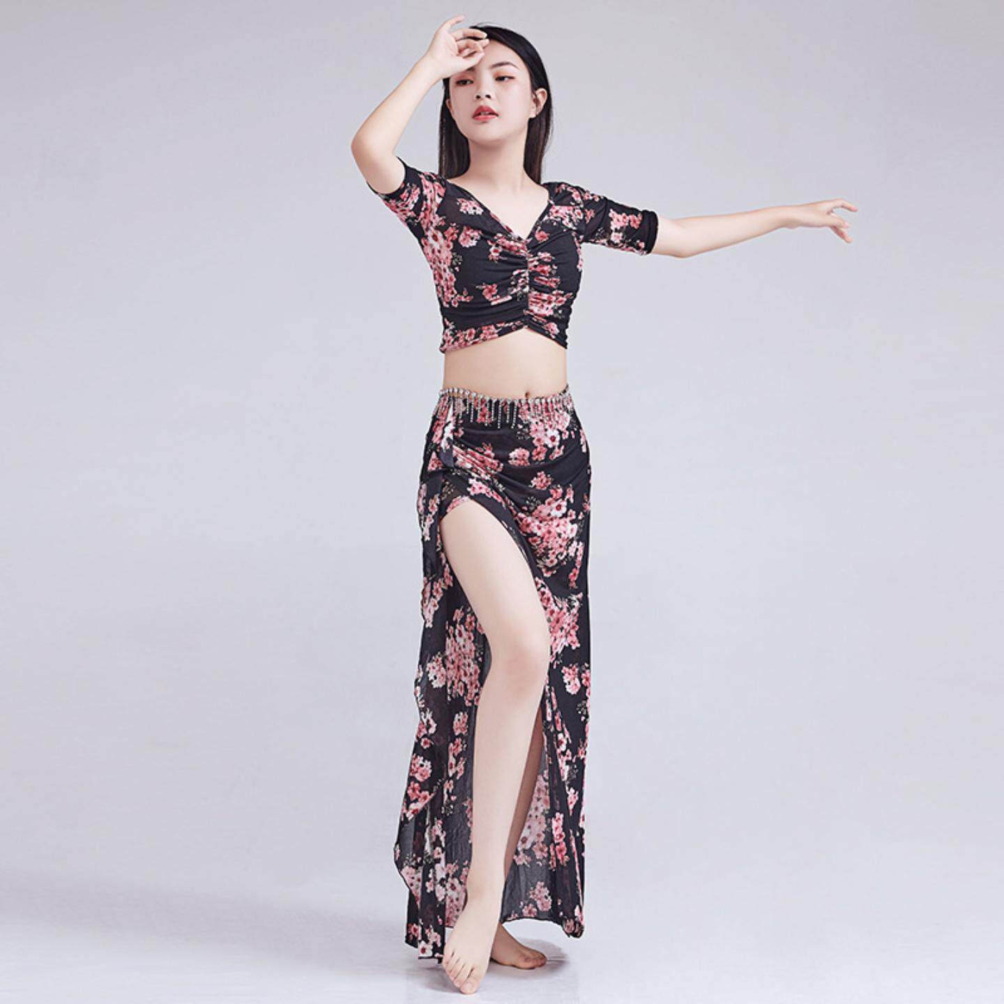 新款春夏肚皮舞印花碎花练功服