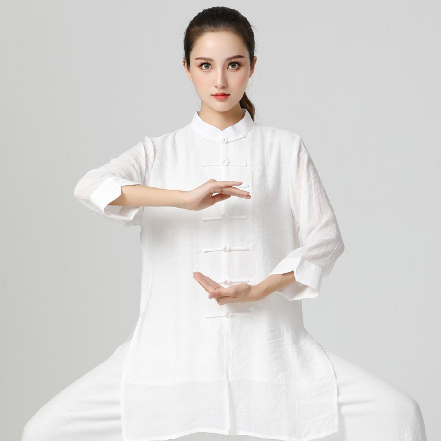 纱纱麻太极练功服女居家武术禅茶