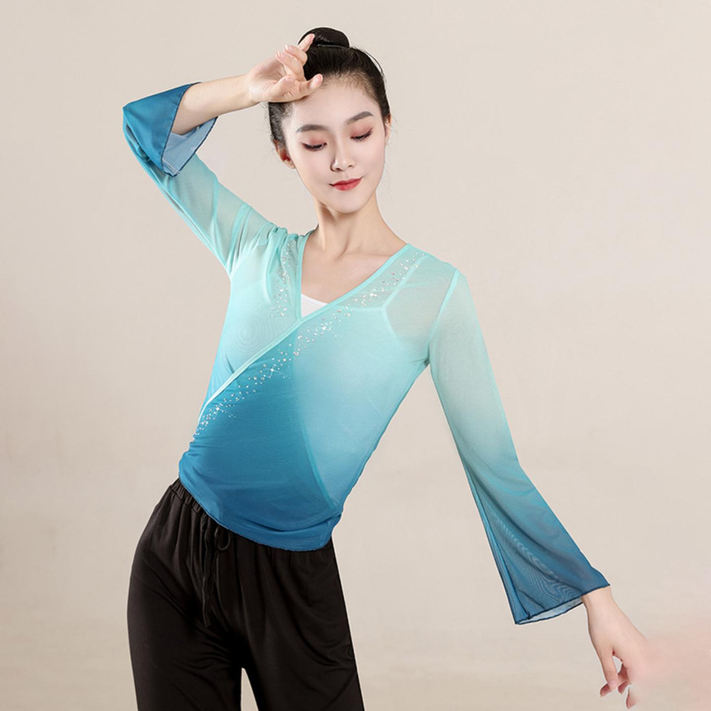 古典舞身韵纱衣女长袖水钻团服