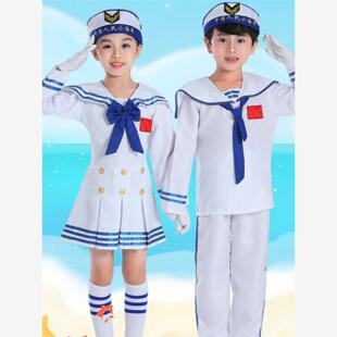 新款儿童小水手服长款男女童儿童合唱服表演服水兵演出服套装