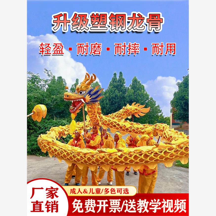 舞龙表演道具多人全套烫龙灯光龙头成人学生牛津布国标竞赛龙尾
