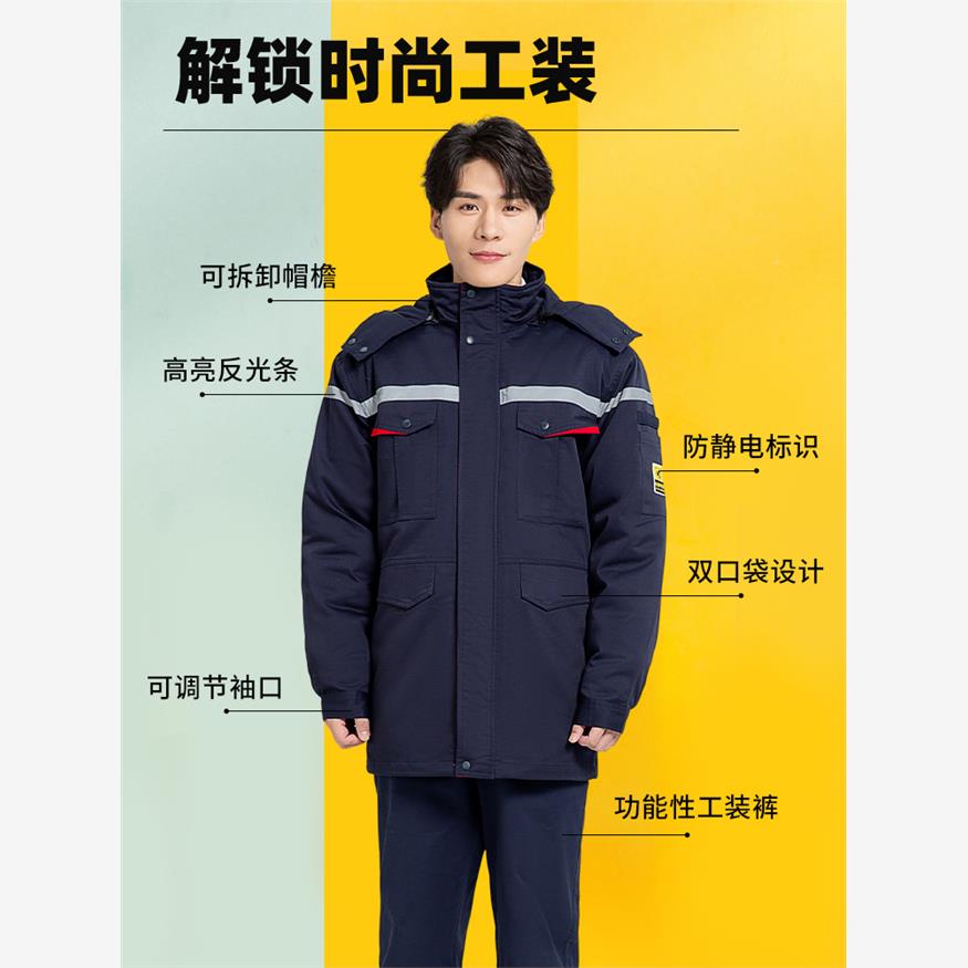 冬季防静电棉服加油站冬装工作服化工石化加厚防寒棉衣劳保服棉袄