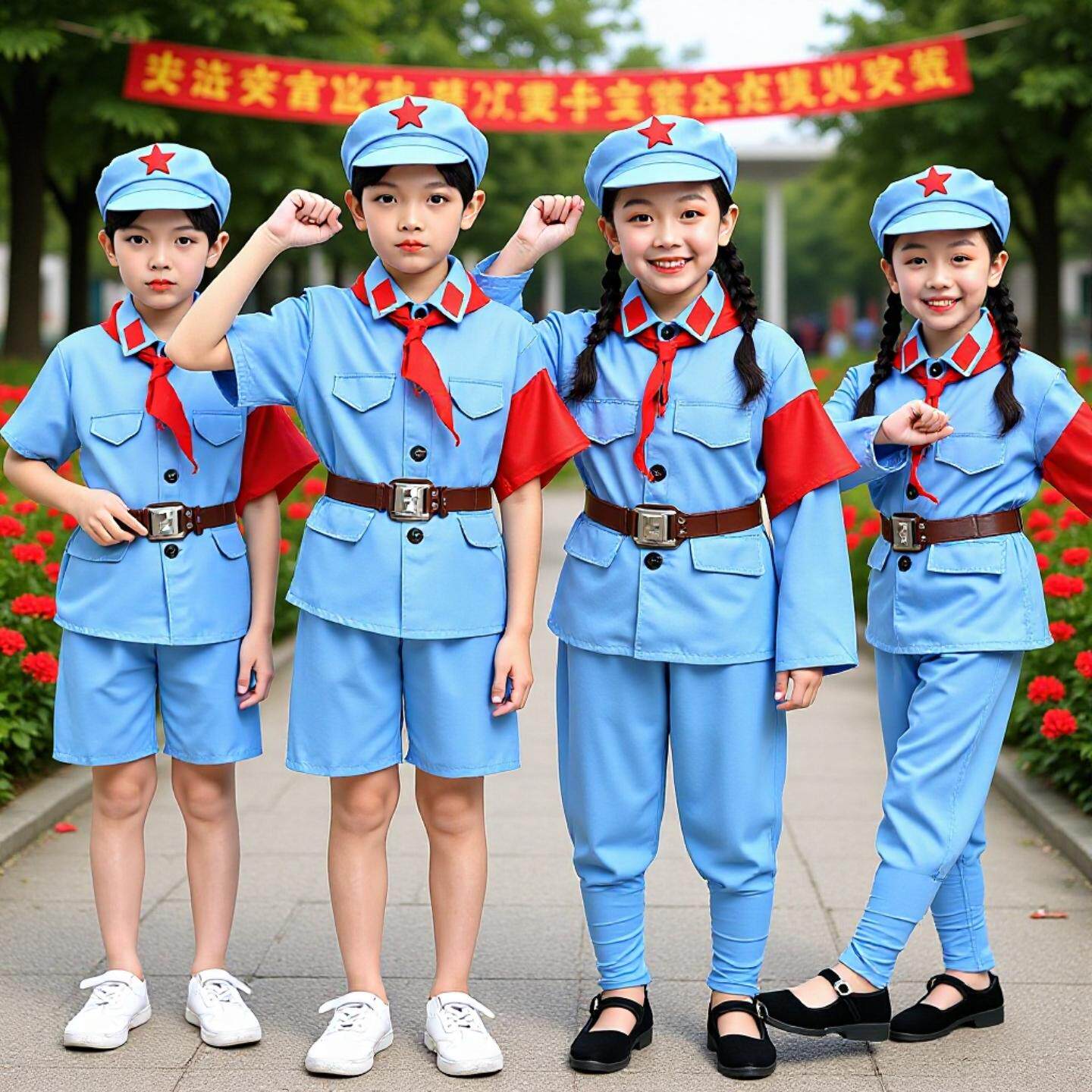 儿童六一迷彩红军表演服｜少儿