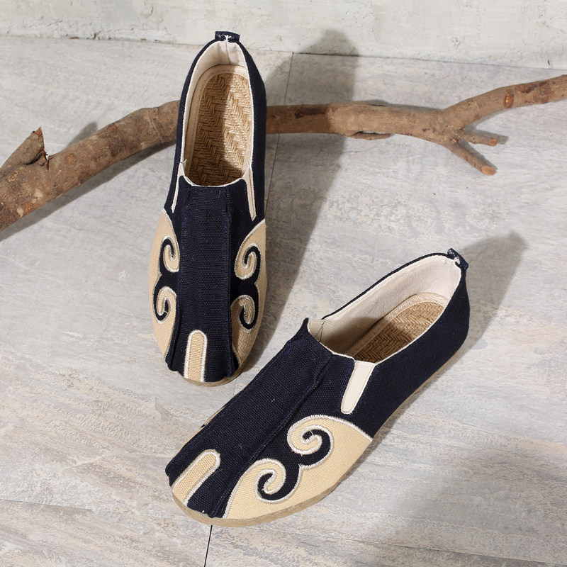 夏季亚麻祥云男款帆布鞋牛筋软底舒适一脚蹬休闲鞋禅修居士男单鞋,流行男鞋,帆布鞋,淘宝优惠券,粉丝福利购,淘宝优惠卷