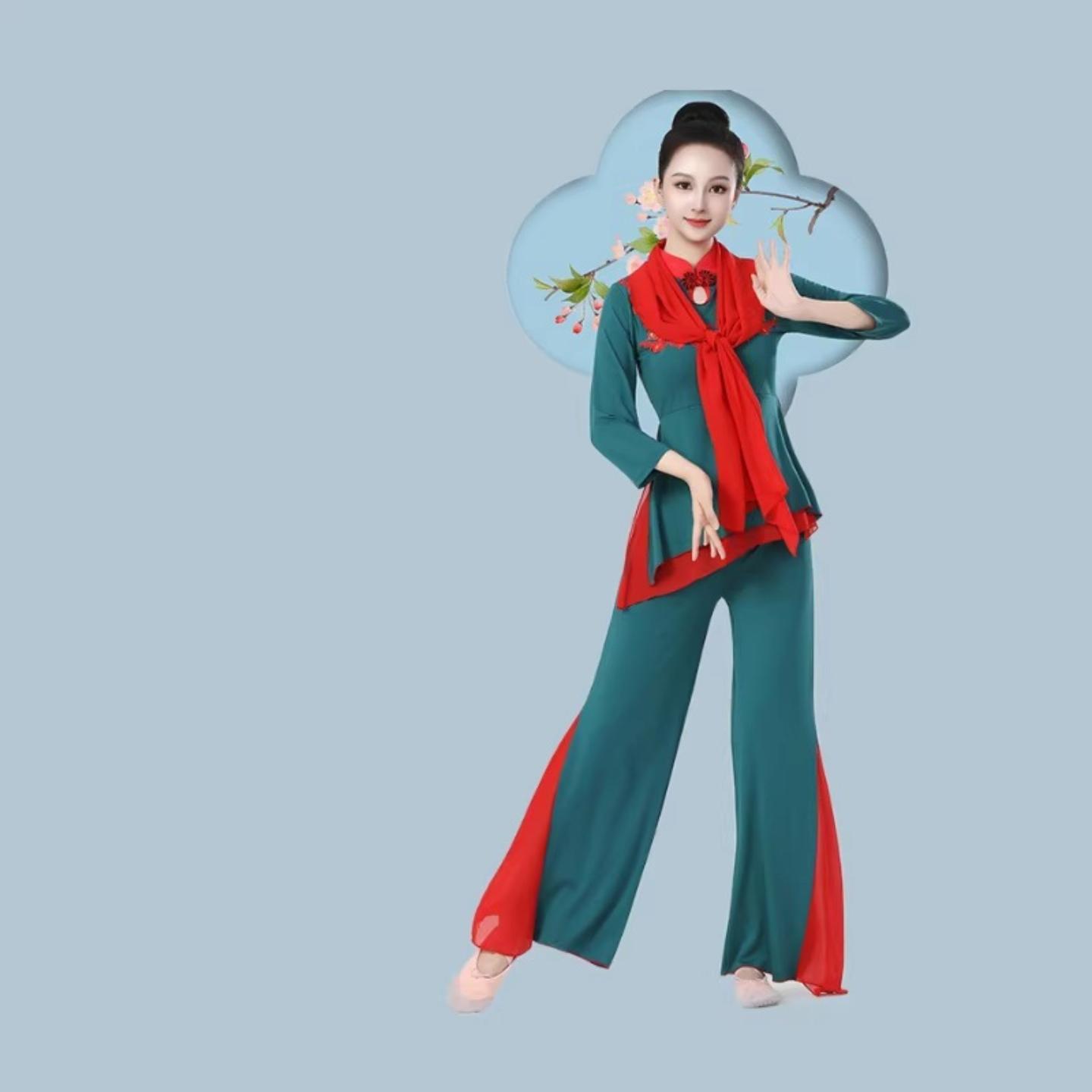 秧歌服女套装含扇子腰鼓|民族风