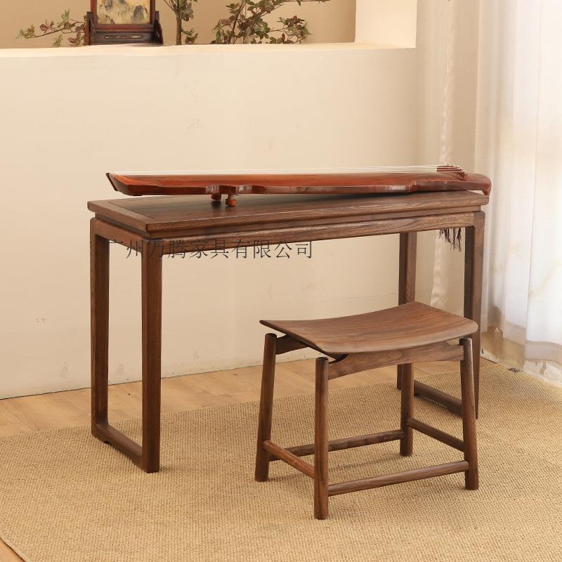 万腾新中式禅意古琴专用桌凳实木共鸣琴桌琴凳老榆木写字书桌小型