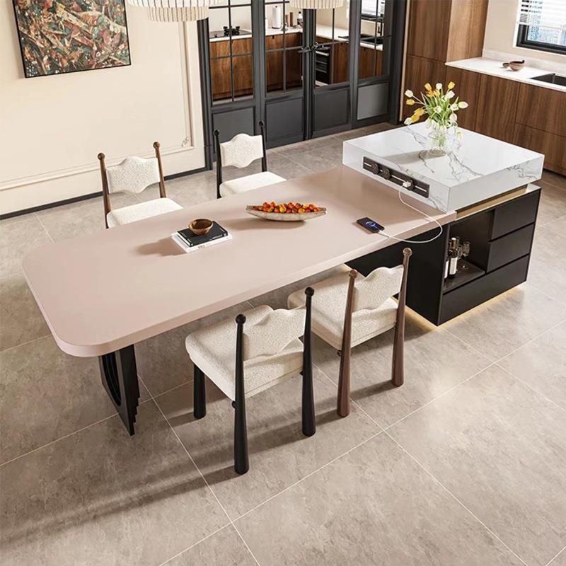 岛台餐桌一体家用岩板导台柜成品设计小户型开放式厨房吧台中导台