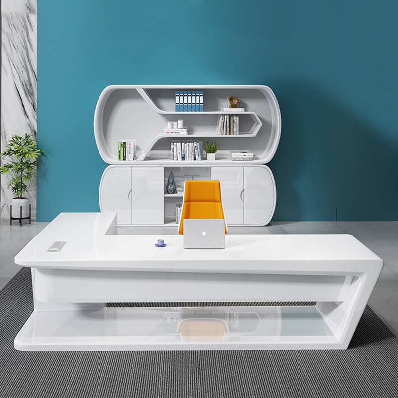 烤漆大班台办公老板桌简约现代轻奢经理桌创意时尚总裁主管桌热卖