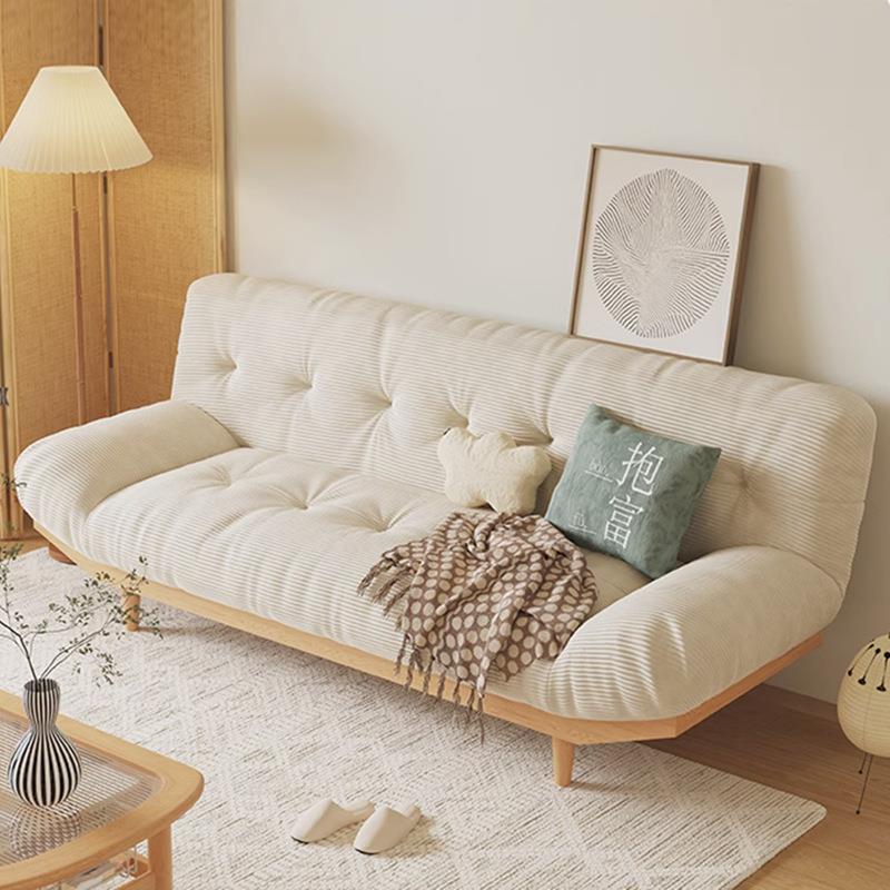 云朵沙发床客厅灯芯绒沙发折叠两用原木小户型双人日式实木沙发床