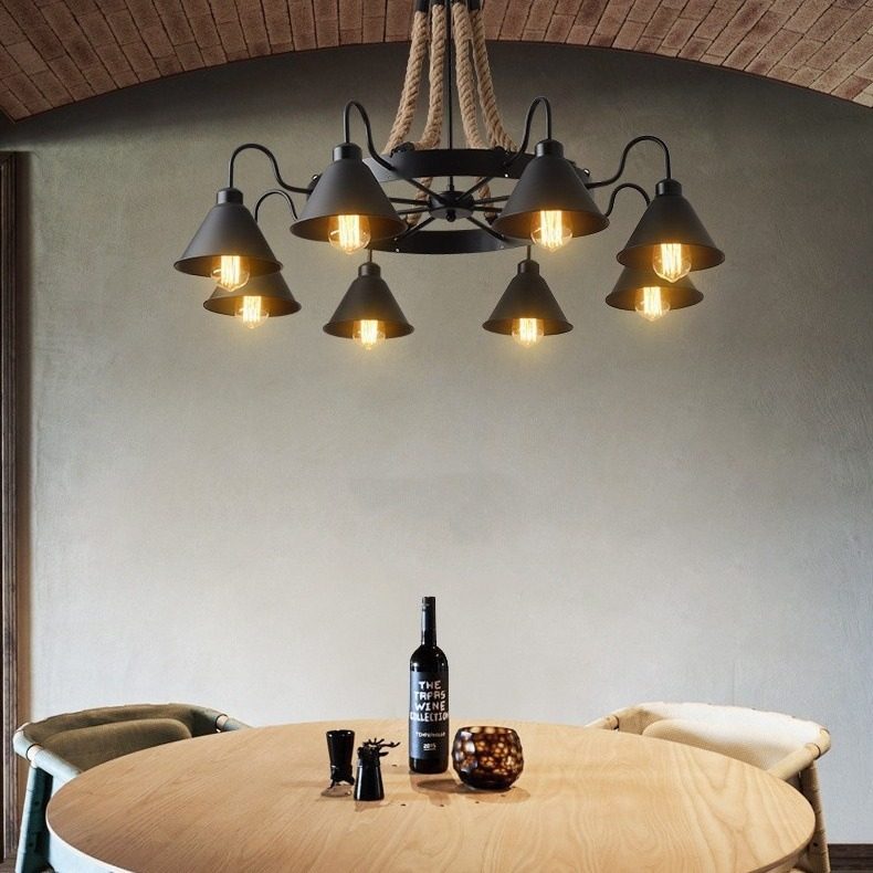 LOFT工业风复古麻绳吊灯客厅餐厅网咖酒吧服装店咖啡酒吧服灯具