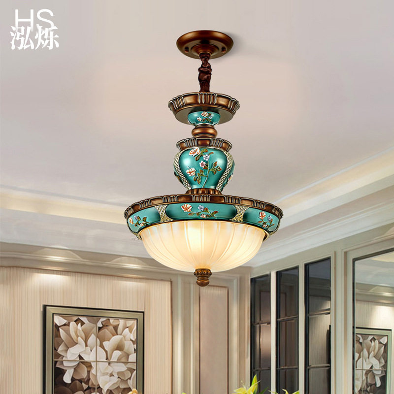 欧式单头小吊灯复古餐厅灯个性阳台灯具卧室过道入户门厅玄关灯