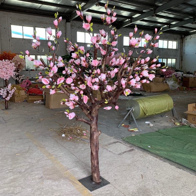 致云销售仿真广玉兰盆景 城市节日装饰绢花仿真树枝 仿真玉兰花树