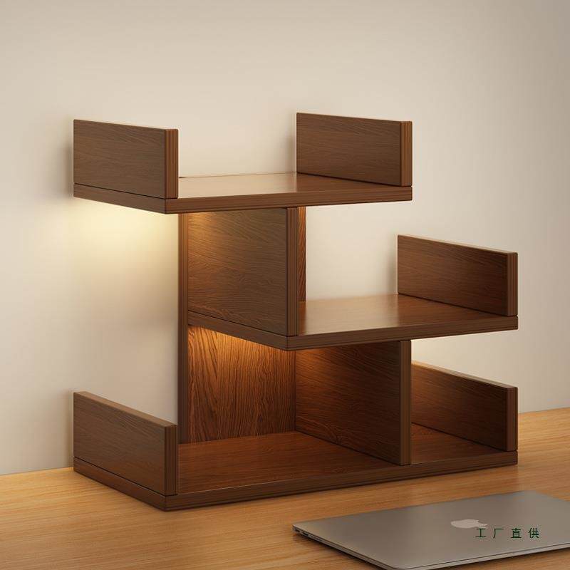 桌面书架桌上置物架办公室收纳小书柜学生展示柜台面分层转角柜子