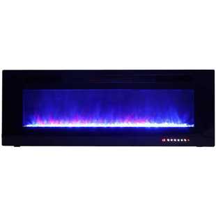 wall embedded inch fireplace heating electric mounted