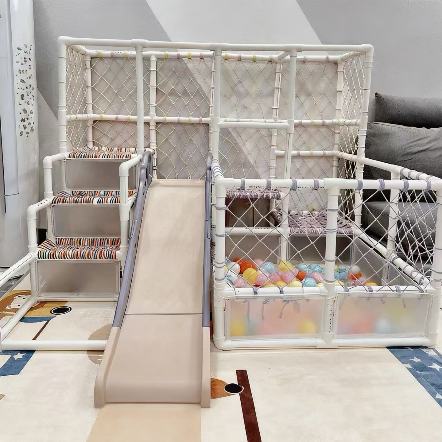 自制水管宝宝攀爬架PPRpvc框架手工DIY健身婴儿健身器多功能定制