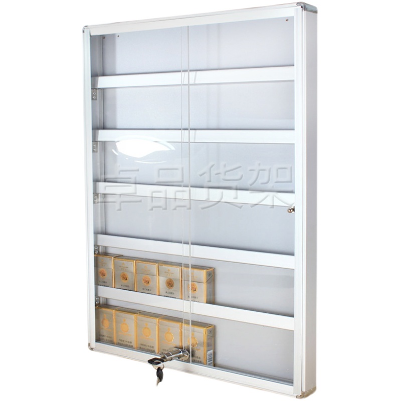 超市香烟悬挂墙式展示架便利x店烟架子带门带锁小卖部烟柜展示货